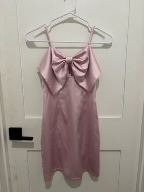 wild fable Light Pink Satin Slip with Front Bow Accent